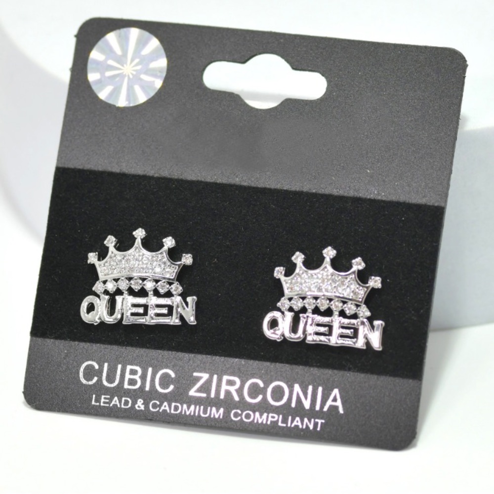 Queen silver  earrings